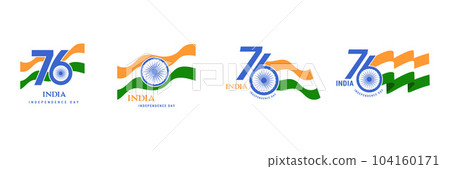 India Independence day, banner, poster and greeting card. 76 Year Anniversary Independence Day Logo 104160171