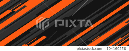 Modern black and orange sports banner design with tech geometric lines. Wide horizontal abstract background. Modern black and orange sports banner design with tech geometric lines. Wide horizontal abstract background. 104160258