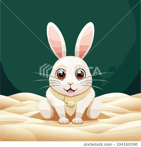 Little cute white bunny. Happy funny creature cartoon vector illustration 104160390