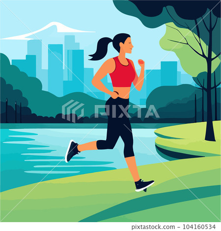 Young woman jogging. Active healthy lifestyle concept, running, city Young woman jogging. Active healthy lifestyle concept, running, city 104160534
