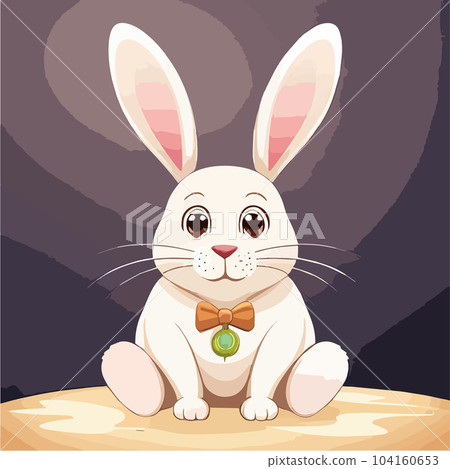 Happy cartoon Easter bunny with colorful on colored background. Vector 104160653