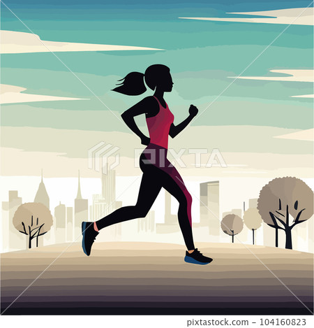 Young woman jogging. Active healthy lifestyle concept, running, city Young woman jogging. Active healthy lifestyle concept, running, city 104160823