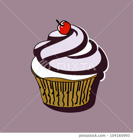 Cupcake icon. Version cupcake vector icon on colored background. Small cake Cupcake icon. Version cupcake vector icon on colored background. Small cake 104160993