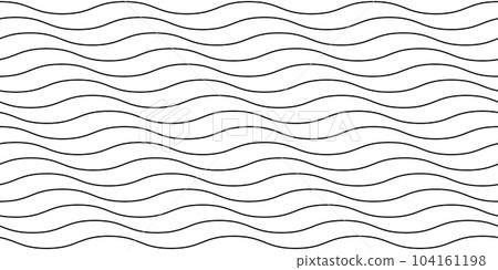Wavy lines seamless pattern. Undulate stripes repeating background. Monochrome horizontal waves texture. Simple curved linear wallpaper. Textile and fabric swatch design template. Vector Wavy lines seamless pattern. Undulate stripes repeating background. Monochrome horizontal waves texture. Simple curved linear wallpaper. Textile and fabric swatch design template. Vector 104161198