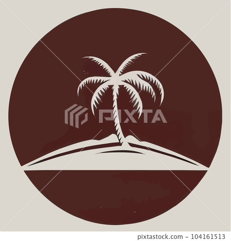 Silhouette palm trees on beach with sea. Summer minimalistic vector 104161513