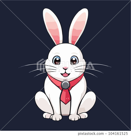 Little cute white bunny. Happy funny creature cartoon vector illustration 104161525
