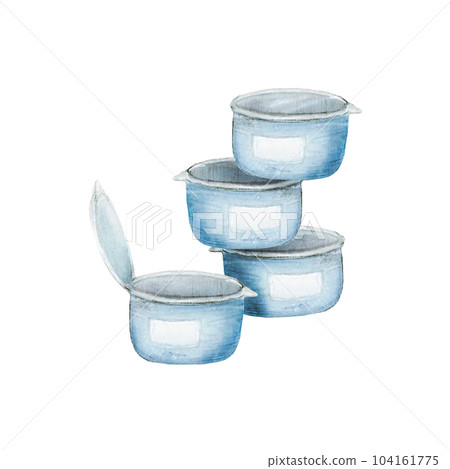 Watercolor drawing set of four cans of fishing bait, light-blue on whitw background. Angling gear for logo, stickers, cards, banner, poster, textile printing, printing, wrapping paper, wallpaper, icon Watercolor drawing set of four cans of fishing bait, light-blue on whitw background. Angling gear for logo, stickers, cards, banner, poster, textile printing, printing, wrapping paper, wallpaper, icon 104161775