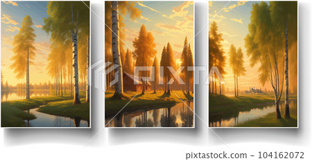 illustration Autumn landscape golden alley park -modern art impressionism abstract landscape, Russian rural landscape illustration Autumn landscape golden alley park -modern art impressionism abstract landscape, Russian rural landscape 104162072