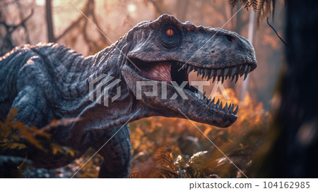 the tyrannosaurus rex dinosaur close up the tyrannosaurus rex dinosaur close up 104162985