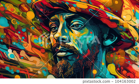 Illustration male reggae portrait painting style 104163002