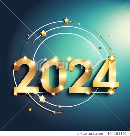 Happy New Year Celebration 2024 Colorful Background. Holiday greeting card 104163191