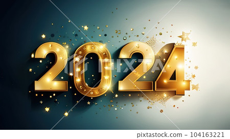 2024 golden bold letters symbol colored design Happy new year background. 104163221
