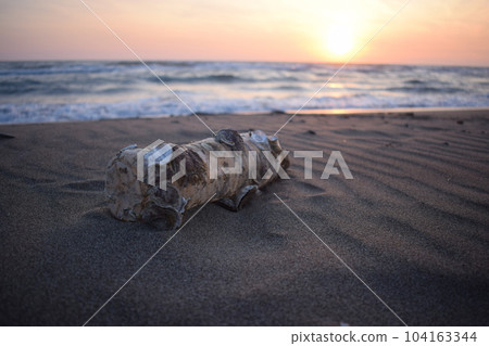 Plastic waste dumped on the beach Plastic waste dumped on the beach 104163344
