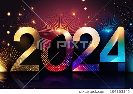 Happy new year 2024 with colorful numbers and background. Premium background Happy new year 2024 with colorful numbers and background. Premium background 104163345