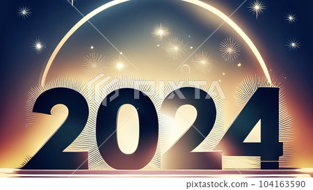 Happy New Year Celebration 2024 Colorful Background. Holiday greeting card 104163590