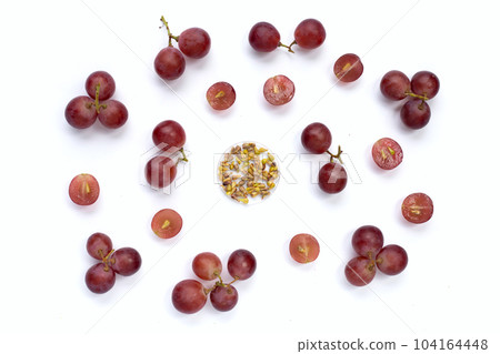 Fresh grape with seeds on white background. Fresh grape with seeds on white background. 104164448