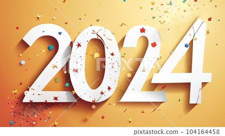Happy New Year Celebration 2024 Colorful Background. Holiday greeting card 104164458