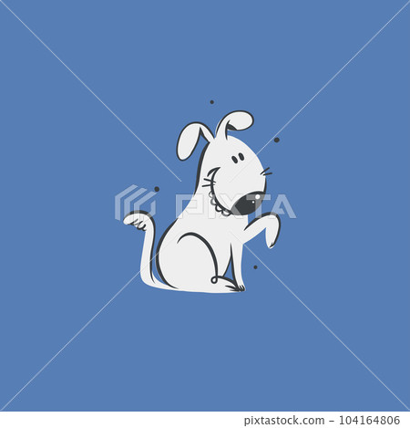 Hand drawing vector abstract cute dog doodle illustration. Cartoon dog and puppy characters design concept collection. Vector funny pet animals isolated. Doodle cartoon icon of cute puppy characters. 104164806