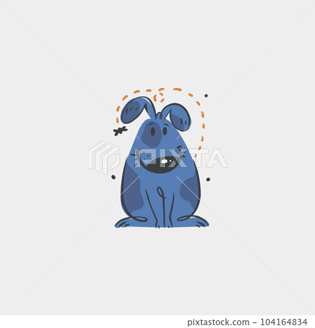 Hand drawing vector abstract cute dog doodle illustration. Cartoon dog and puppy characters design concept collection. Vector funny pet animals isolated. Doodle cartoon icon of cute puppy characters. 104164834