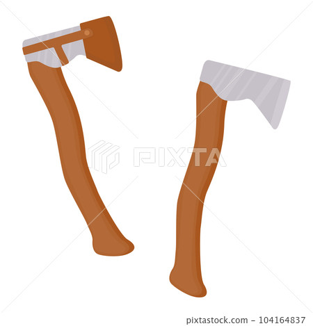 Forester, fire, tourist ax and kitchen axe. An axe in a protective case. Vector illustration in the flat style. Isolated on a white background. Forester, fire, tourist ax and kitchen axe. An axe in a protective case. Vector illustration in the flat style. Isolated on a white background. 104164837