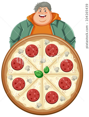 Overweight man holding pizza 104165439