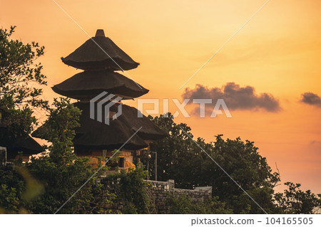 Uluwatu Temple at golden sunset. Bali. Indonesia 104165505