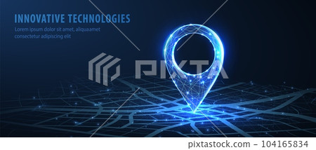 One abstract pin icon on the city map. 104165834