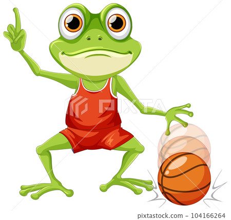 Green Frog Playing Basketball Green Frog Playing Basketball 104166264