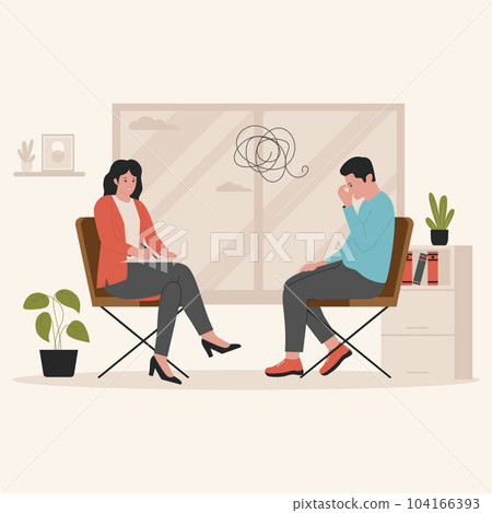 Flat design of man consultation with psychology. Illustration for website, landing page, mobile app, poster and banner. Trendy flat vector illustration 104166393