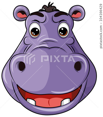 Hippopotamus Face In Cartoon Style 104166429