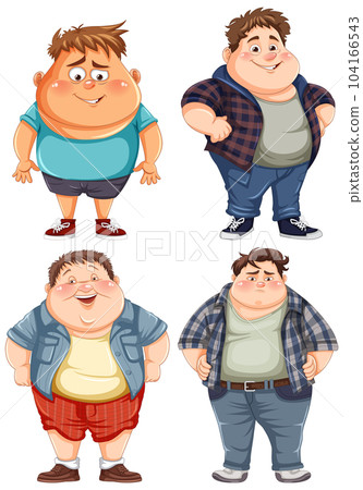 Set of overweight male cartoon character Set of overweight male cartoon character 104166543