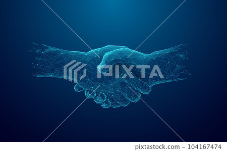 Digital handshake on blue technology... - Stock Illustration [104167474 ...