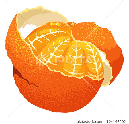 Mandarin icon. Cartoon isolated sweet citrus fruit. Fresh tropical tangerine. Organic vector illustration. Orange segments Mandarin icon. Cartoon isolated sweet citrus fruit. Fresh tropical tangerine. Organic vector illustration. Orange segments 104167602