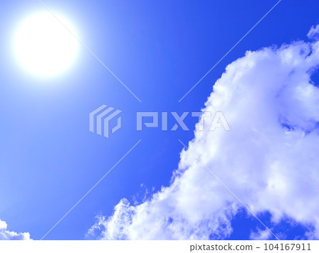 Blue sky, sun and white clouds Blue sky, sun and white clouds 104167911