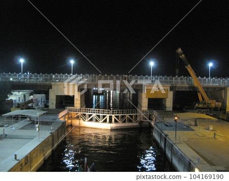 Entering the Esna Locks on the Nile River (forward is downstream) in Egypt Entering the Esna Locks on the Nile River (forward is downstream) in Egypt 104169190