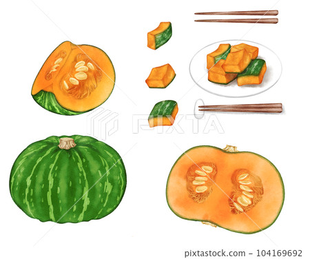 Set of pumpkins in analog watercolor style Set of pumpkins in analog watercolor style 104169692