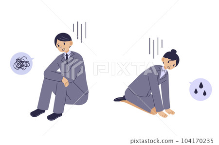Men and women in suits sitting depressed 104170235