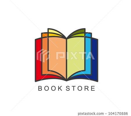 Book store icon, library shop or bookstore vector symbol with rainbow pages. Education, knowledge or school and university library, ebook app icon with open pages for online bookstore or bookshop 104170886