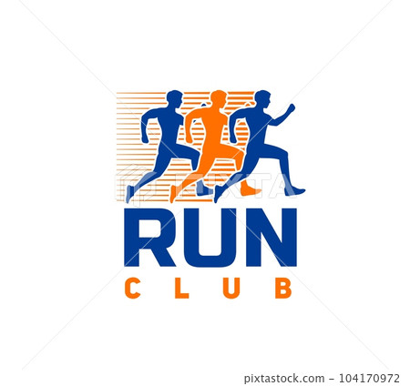 Marathon run sport icon, runners club or fitness races and athlete jogging sprint, vector silhouette badge. Marathon or sport speed run club label with running men sprinters on marathon challenge Marathon run sport icon, runners club or fitness races and athlete jogging sprint, vector silhouette badge. Marathon or sport speed run club label with running men sprinters on marathon challenge 104170972