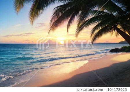 《AI image》Beach resort at dusk 104172023
