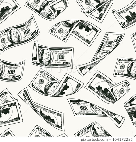 Money seamless pattern with 100 US dollar bills 104172285