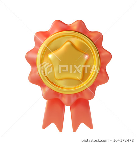 3d Quality Guarantee Concept Round Shape Medal Cartoon Style Symbol of Achievement. Vector illustration of Badge 104172478
