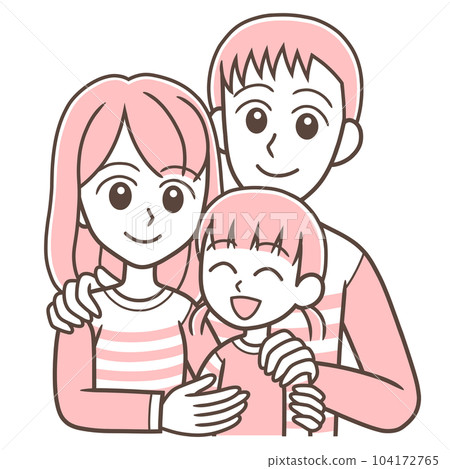 Three parents and children snuggling up with a smile 104172765