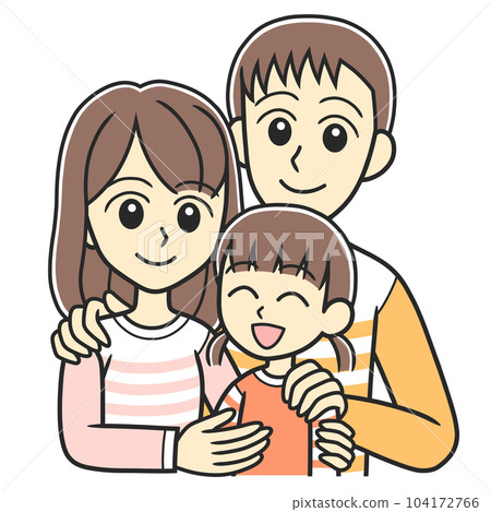 Three parents and children snuggling up with a smile 104172766