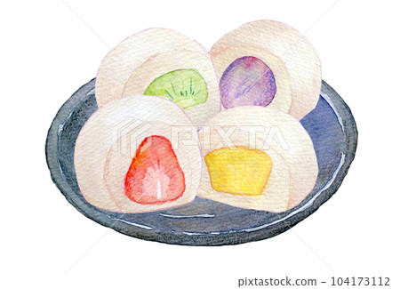 水彩插畫、手繪插畫、水果大福 104173112