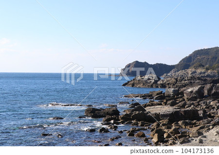 和歌山縣高濱海岸的大海和碼頭風光 104173136