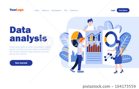 Data analysis flat landing page template 104173559