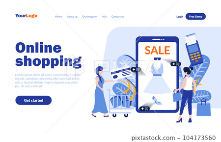 Online shopping vector landing page template 104173560