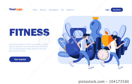 Fitness vector landing page template 104173580