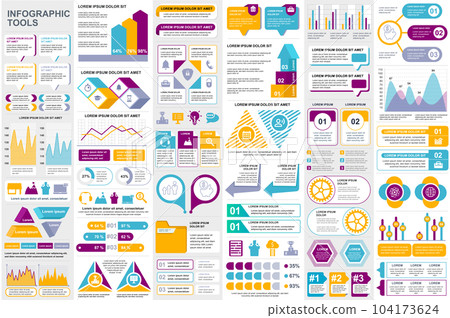 Bundle infographic elements data visualization vector design template. Can be used for steps, business processes, workflow, diagram, flowchart concept, timeline, marketing icons, info graphics. Bundle infographic elements data visualization vector design template. Can be used for steps, business processes, workflow, diagram, flowchart concept, timeline, marketing icons, info graphics. 104173624